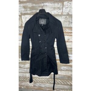 Y2k Last Kiss Trench Coat Womens Double Breasted Jacket Dark Acadamia Goth Large